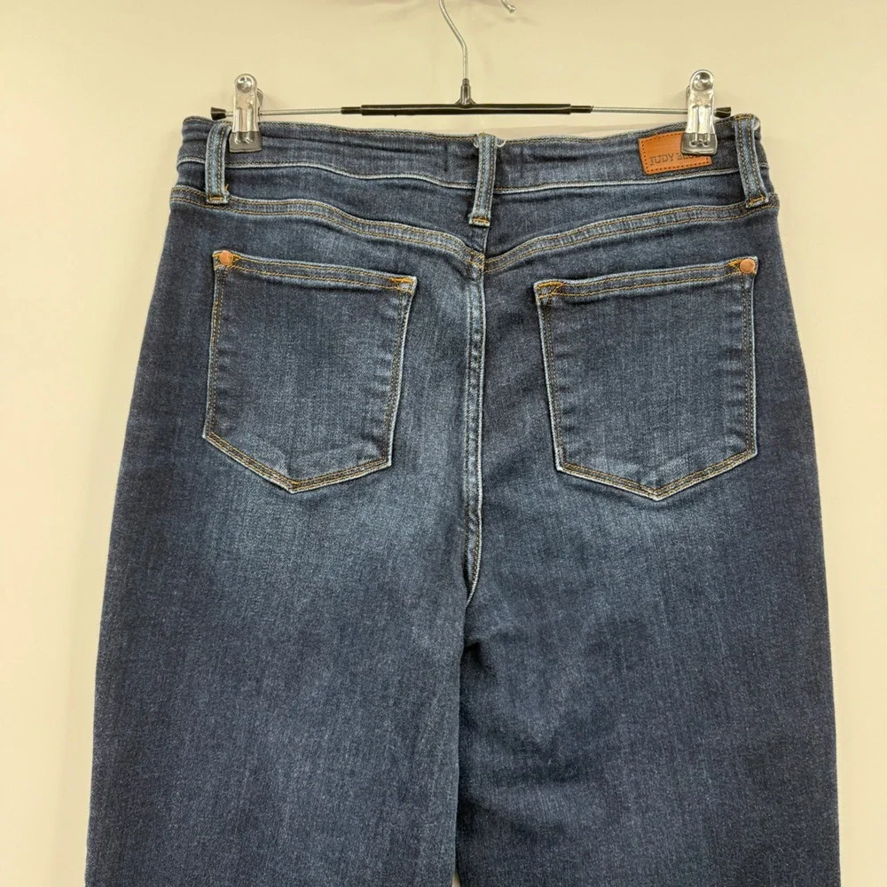 Judy Blue Los‎ Angeles Womens Wide Leg Cropped Jeans Dark Wash Size 9 29 Raw Hem